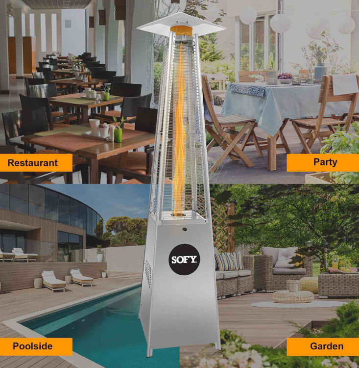 Picture of 2.2m Stainless Steel  Flame Patio Heater  with wheels